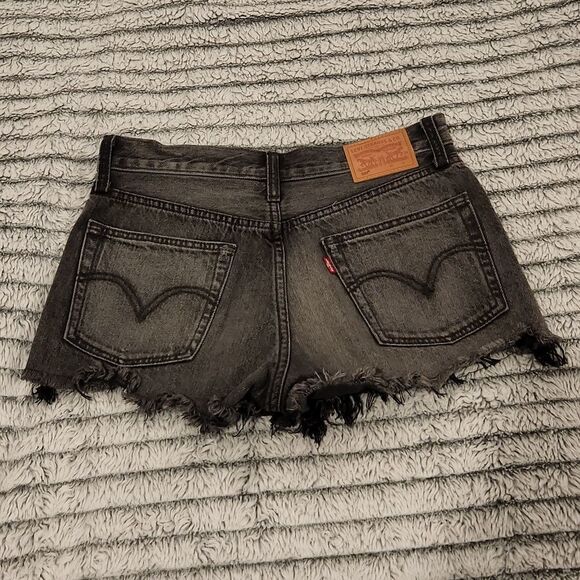 Blackish gray high waist exposed button fly Levi's 501 shorts size 27 - Picture 6 of 8